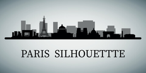 Naklejka premium Paris. The city skyline. Silhouettes of buildings. Vector on a gray background