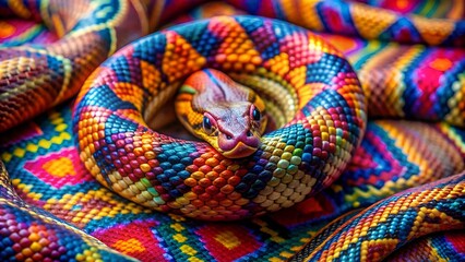 Fototapeta premium Serpentine Symphony: A Tapestry of Scales and Shadows Generative AI