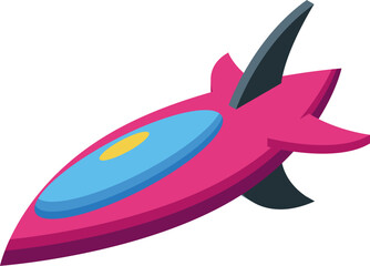 Simple colorful icon of a rocket flying in space with a porthole