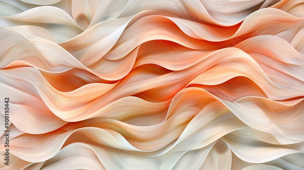 Poster an image of a white and orange wave on a white background with a red center in its center
