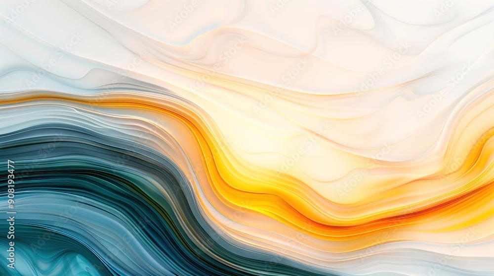 Poster a zoomed-in picture of a white and yellow backdrop with rippling patterns on both the upper and lowe