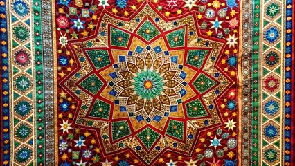 Vibrant Moroccan Bazaar Tapestry  generative AI