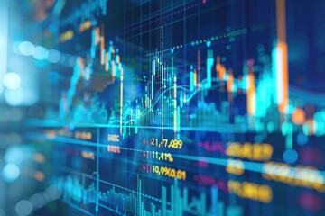 Abstract Financial Data Display with Line and Bar Graphs