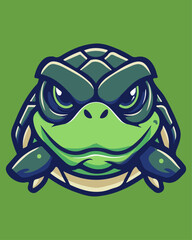 Determined Green Turtle Mascot Logo - Aggressive Reptile Character