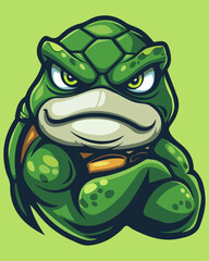 Determined Green Turtle Mascot Logo - Powerful Sports Character