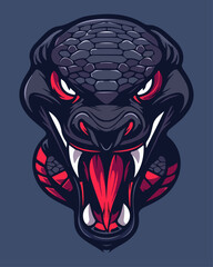 Crimson Cobra Head Mascot Logo - Aggressive Reptile Emblem