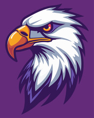 Majestic Purple and White Eagle Head Logo