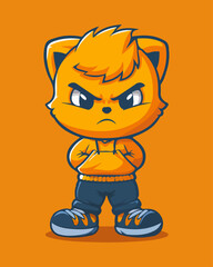 Angry Orange Cat Mascot - Edgy Cartoon Character Logo