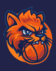 Furious Wildcat Basketball Mascot Logo