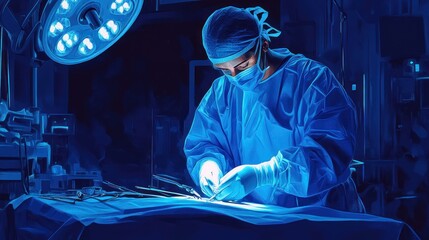Obraz premium Surgeon Performing Surgery in Operating Room