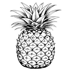 Obraz premium Pineapple Illustration, Black and White, Tropical Fruit Concept