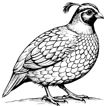 recommend clip art: Quail Illustration, Black and White, Bird Concept