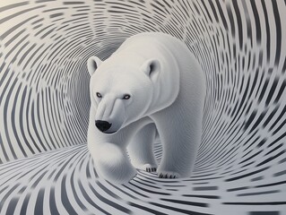 polar bear with moire patterns op art
