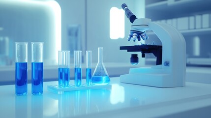 Science Lab with Microscope and Test Tubes