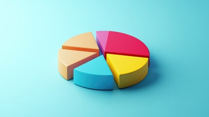 Colorful Pie Chart on Blue Background