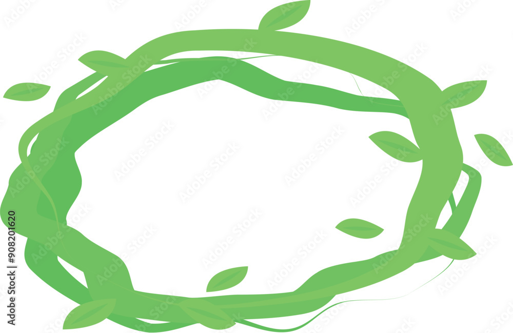 Poster green vine is growing in a circle forming a frame for text or graphics
