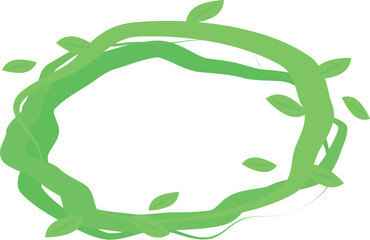 Green vine is growing in a circle forming a frame for text or graphics