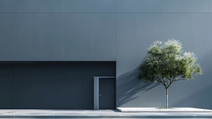 a tree is in front of a building