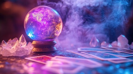 Mystical Fortune Telling: Crystal Ball, Tarot Cards, and Smoke