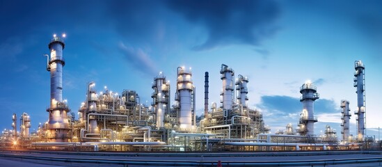 Obraz premium petrochemical industry on sunset and Twilight sky