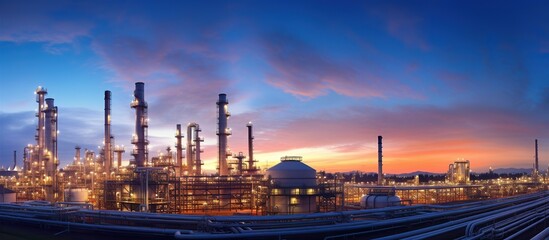 Obraz premium petrochemical industry on sunset and Twilight sky