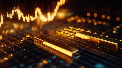 Obraz premium Gold Bars and Financial Chart
