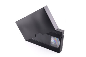 mockup of black VHS video cassette in black box