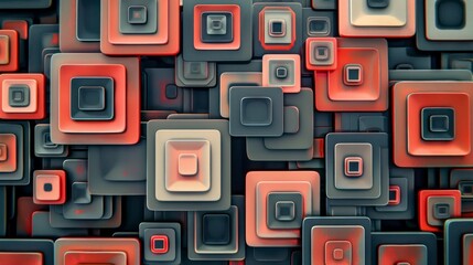 Abstract 3D Pattern of Multicolored Stacked Squares