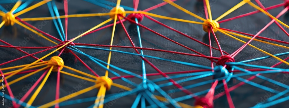 Poster abstract colorful string network