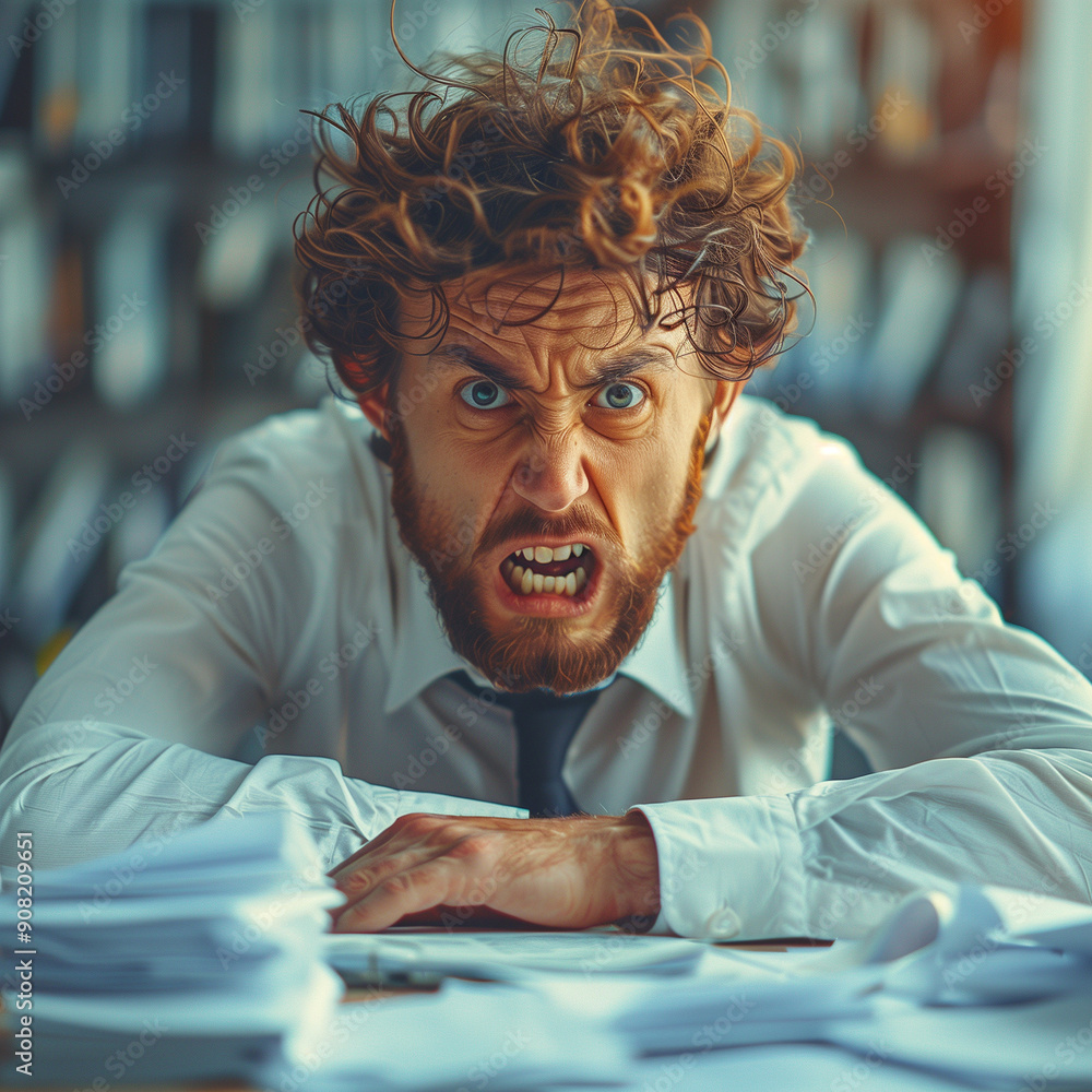 Wall mural a man with a messy hair and a tie