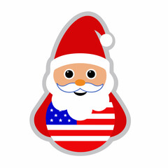 Santa clause in a realistic style  with a US flag