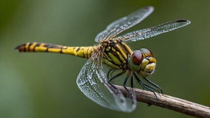 Dragonfly basking in the warm sunlight