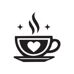 Coffee cup vector logo. Vector coffee shop labels silhouette illustration design.