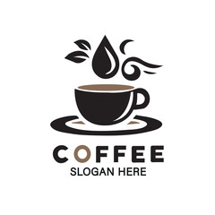 Coffee cup vector logo template. Vector coffee shop labels silhouette illustration design.