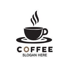 Coffee cup vector logo. Vector coffee shop labels silhouette illustration design.