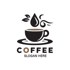 Coffee cup vector logo. Vector coffee shop labels silhouette illustration design.