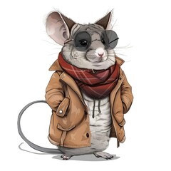 Chinchilla Country animal fashion cartoon isolated whitebackground 16:9