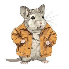 Chinchilla Sustainable animal fashion cartoon isolated whitebackground 16:9