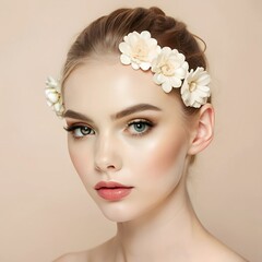 Fototapeta premium portrait of a woman with flowers in hair