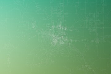 Map of the streets of Helena (Montana, USA) made with white lines on yellowish green gradient background. Top view. 3d render, illustration