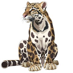 Clouded Leopard Country animal fashion cartoon isolated whitebackground 16:9