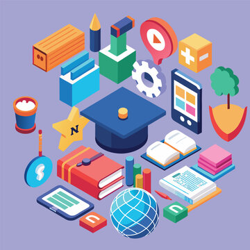 Collection of 3d back to school icon, education and icons, 3d education and social media icons for university. social network concept
