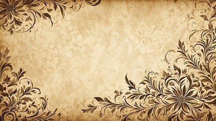 Elegant Floral Background, Vintage, Brown, Flowers, Swirls, Antique, Pattern, Retro, Design