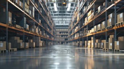 Fototapeta premium Warehouse Efficiency. Increase Graph in Industrial Storage with Box Package on Shelf
