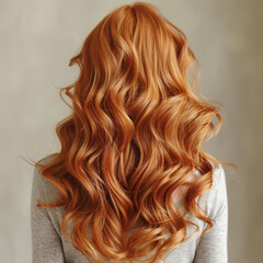 Fototapeta premium Beauty Fashion Model with long shiny red hair. Waves & Curls volume Hairstyle. Hair Salon. Updo. Woman with healthy hair girl with luxurious Updo haircut. Hair loss.