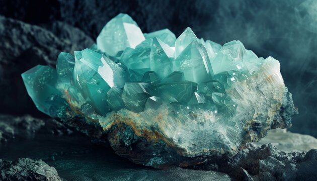 Amazonite ore is a silicate mineral with a bluish-green crystal texture.