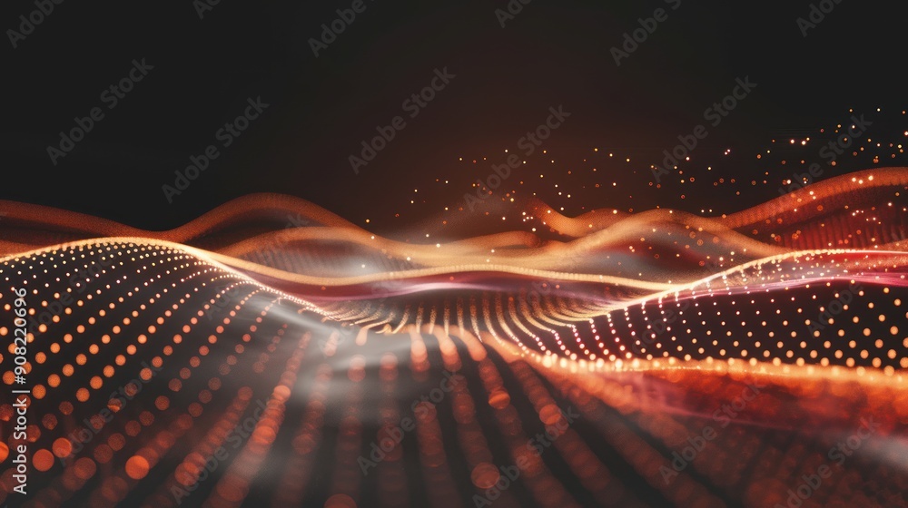 Poster Abstract golden background light wave mesh modern pattern.