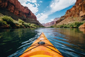 Fototapeta premium Boating On Colorado River. Kayaking Between Lees Ferry and Glen Canyon Dam in Arizona