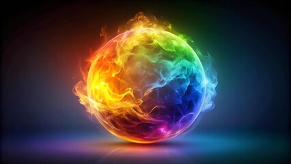 Fototapeta premium Spectral Fireball with Rainbow Hues AI Generated