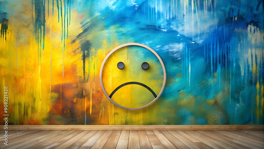 Poster discontent in the abstract: a symbolic representation of unhappiness through shapes and forms ai gen